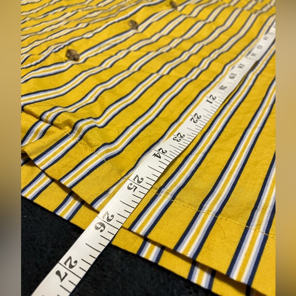 Peau de Loup Yellow Striped Short Sleeve Button Down - Picture 5 of 7